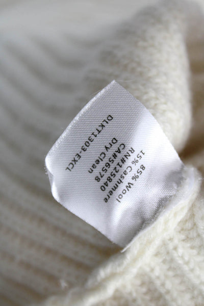 Intermix Womens Pullover Sweater Ivory Wool Mock Neck Long Sleeve Size S