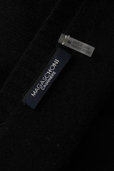 Magaschoni Women Cashmere Boat Neck Pullover Black Long Sleeve Size M