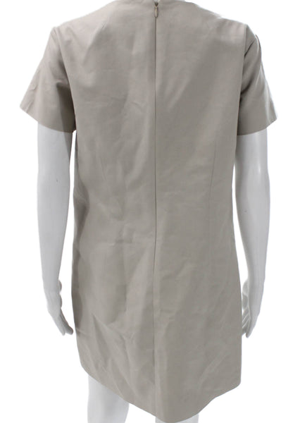 J Crew Womens Shift Dress Beige Round Neck Short Sleeve Polyester Blend Size 10