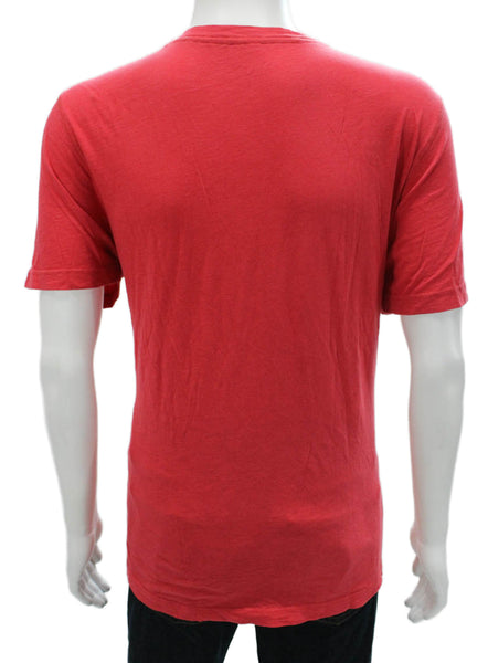 Rhone Mens Short Sleeves Henley Shirt Red Cotton Size Extra Large