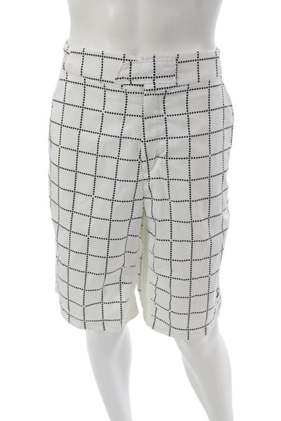 Nike Mens Athletic Check Polyester Shorts White Zip Size L