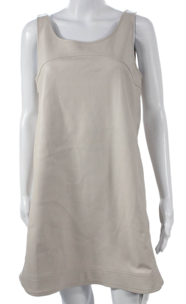Pilcro Anthropologie Women Shift Dress Beige Scoop Neck Knee Length Size 4