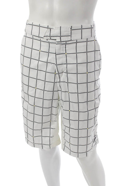 Nike Mens Athletic Check Polyester Shorts White Zip Size L