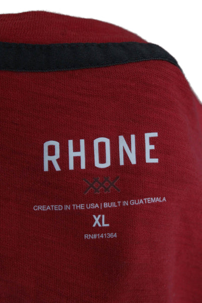 Rhone Mens Short Sleeves Henley Shirt Red Cotton Size Extra Large