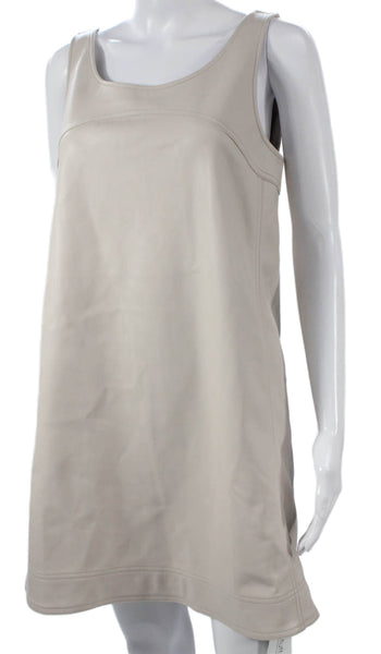 Pilcro Anthropologie Women Shift Dress Beige Scoop Neck Knee Length Size 4