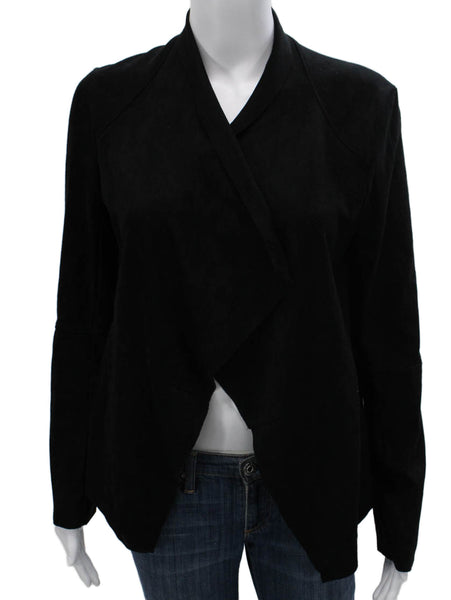 Mustard Seed Womens Wrap V-Neck Long Sleeve Solid Black Sweater Size S