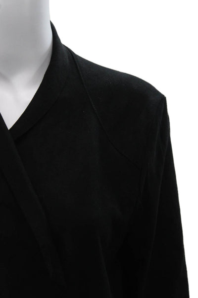 Mustard Seed Womens Wrap V-Neck Long Sleeve Solid Black Sweater Size S