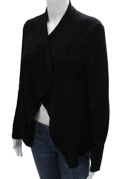 Mustard Seed Womens Wrap V-Neck Long Sleeve Solid Black Sweater Size S
