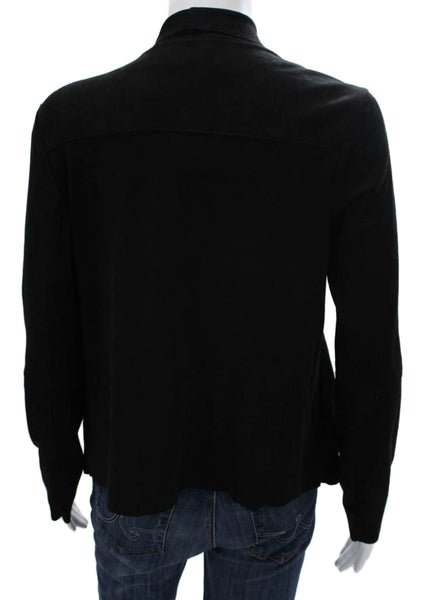 Mustard Seed Womens Wrap V-Neck Long Sleeve Solid Black Sweater Size S