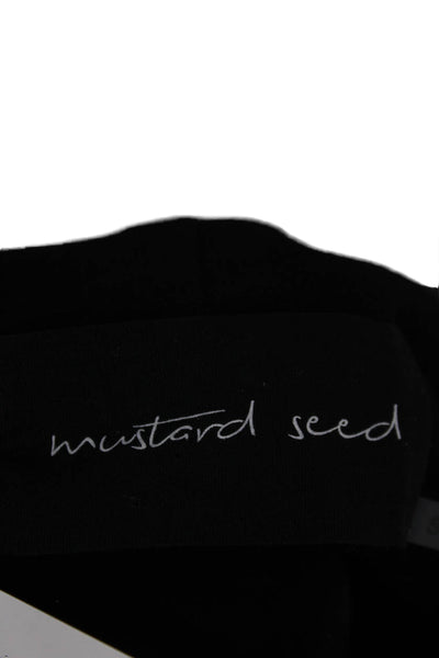 Mustard Seed Womens Wrap V-Neck Long Sleeve Solid Black Sweater Size S