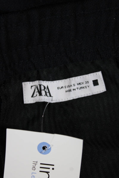 Zara Unisex Adults Black Cotton Jogger Pants Drawstring Solid Size S