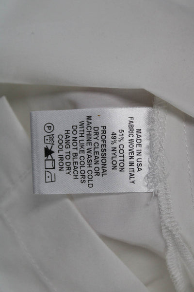 Kal Rieman Womens Sleeveless V-Neck Cotton Button Basic Blouse White Size M
