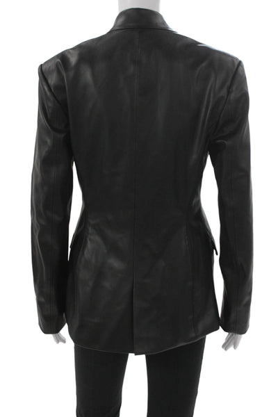 Zara Women Basic Jacket Black Polyurethane Long Sleeve Button Size M