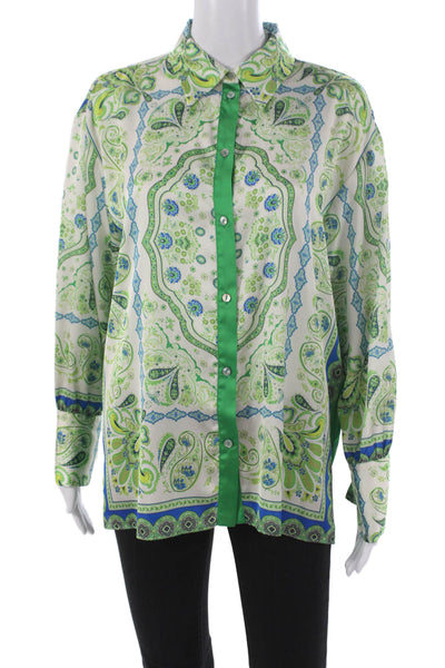 Zara Women Tunic Button Up Paisley Multicolor Long Sleeve Size S