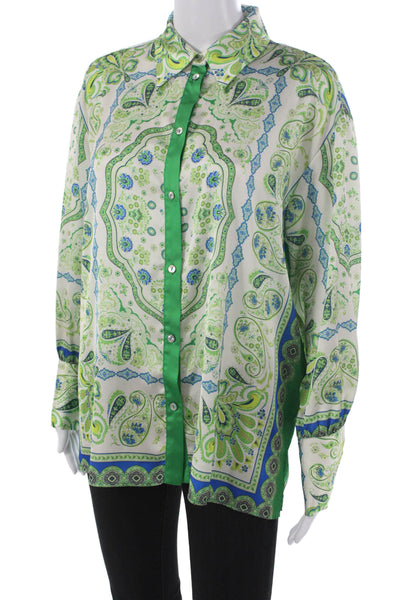 Zara Women Tunic Button Up Paisley Multicolor Long Sleeve Size S