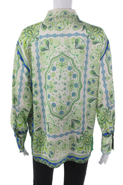 Zara Women Tunic Button Up Paisley Multicolor Long Sleeve Size S