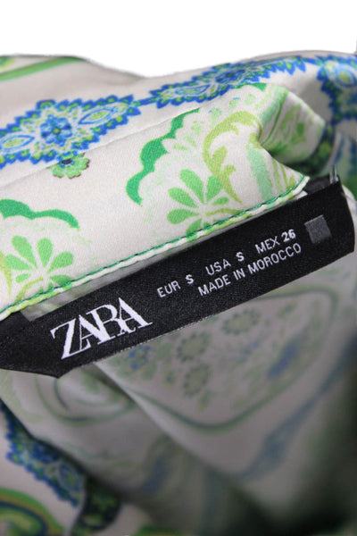 Zara Women Tunic Button Up Paisley Multicolor Long Sleeve Size S