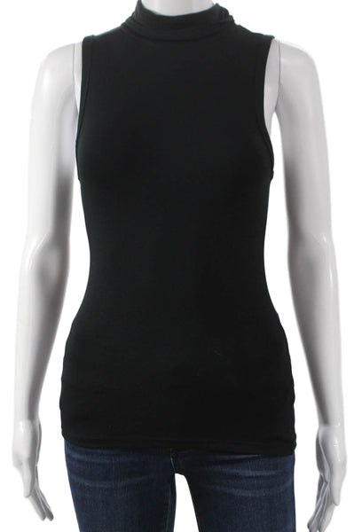 Babaton Womens Basic Black Mock Neck Sleeveless Viscose Tank Size XS