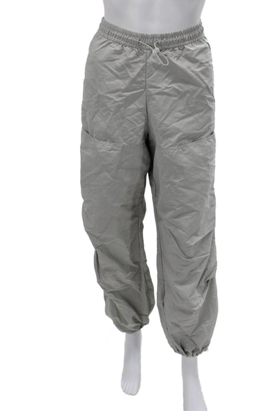 Zara Women Windbreaker Pants Gray Polyamide Drawstring Size XS