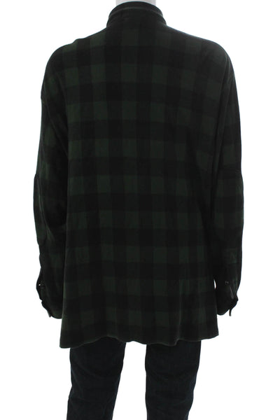 Polo Ralph Lauren Mens Button Front Collared Gingham Shirt Green Black Size XL