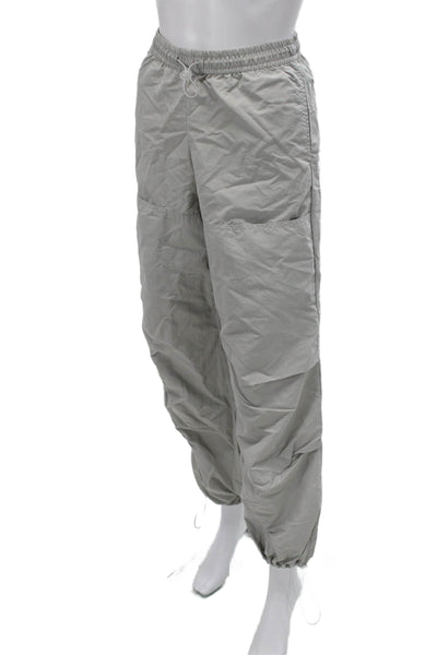 Zara Women Windbreaker Pants Gray Polyamide Drawstring Size XS