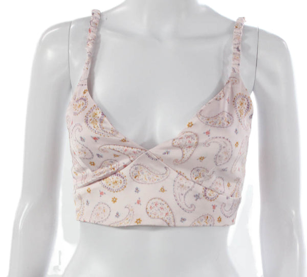 Zara Women Camisole Pink Paisley V-Neck Polyester Size XS