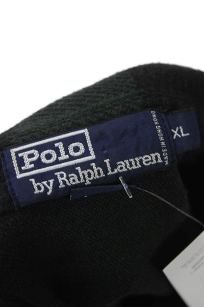 Polo Ralph Lauren Mens Button Front Collared Gingham Shirt Green Black Size XL
