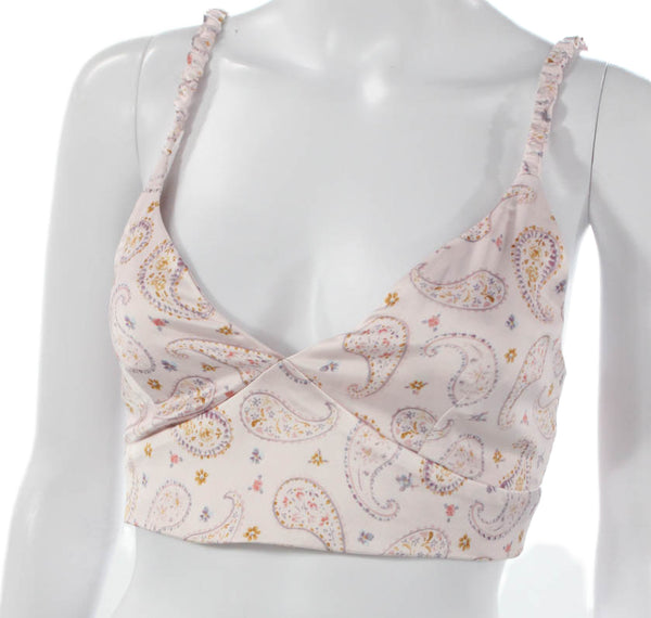 Zara Women Camisole Pink Paisley V-Neck Polyester Size XS