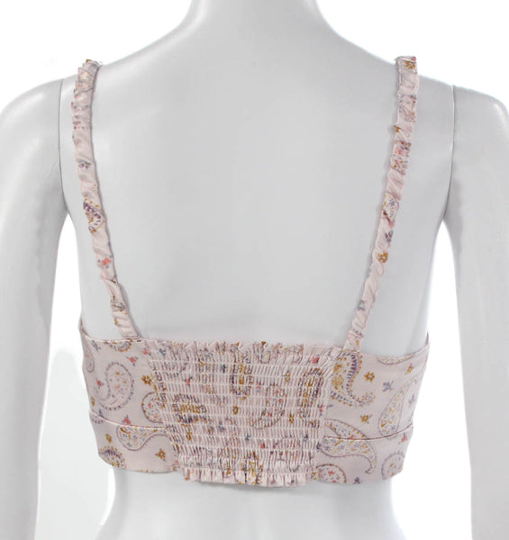 Zara Women Camisole Pink Paisley V-Neck Polyester Size XS