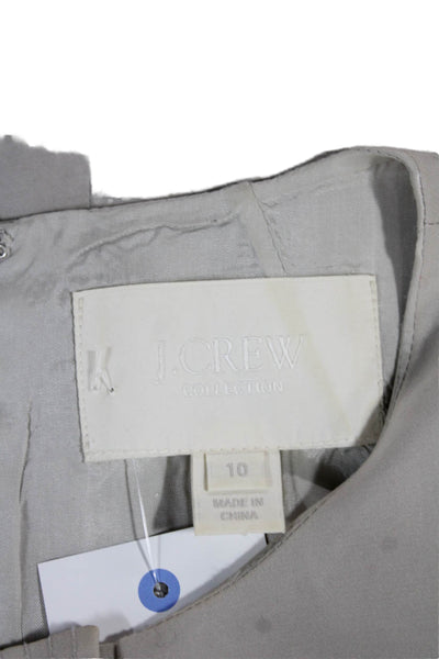 J Crew Womens Shift Dress Beige Round Neck Short Sleeve Polyester Blend Size 10