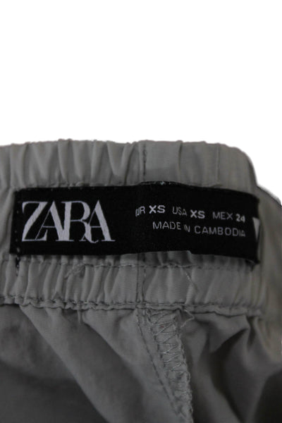 Zara Women Windbreaker Pants Gray Polyamide Drawstring Size XS
