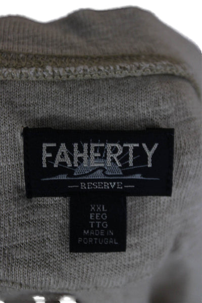 Faherty Mens Linen Short Sleeves Henley Shirt Beige Size Extra Extra Large
