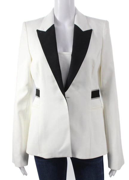 Amanda Wakeley Womens Tuxedo Blazer White Viscose Long Sleeve Size 6