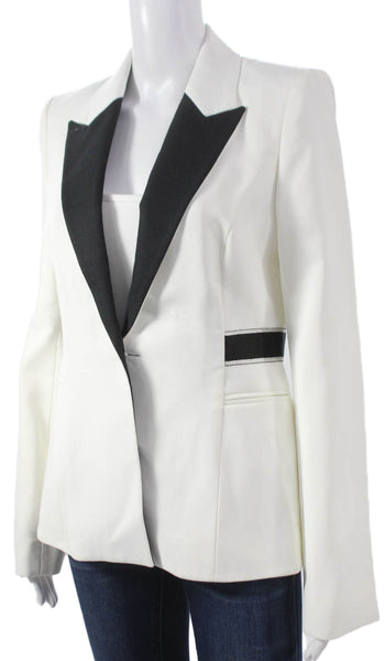 Amanda Wakeley Womens Tuxedo Blazer White Viscose Long Sleeve Size 6