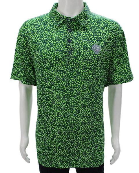 G/Fore Mens Floral Print Polo Shirt Navy Blue Size Extra Extra Large