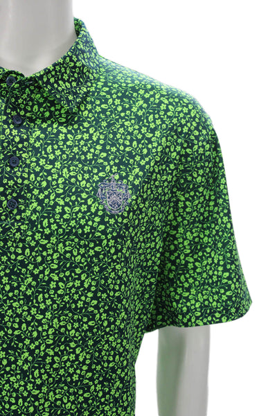 G/Fore Mens Floral Print Polo Shirt Navy Blue Size Extra Extra Large