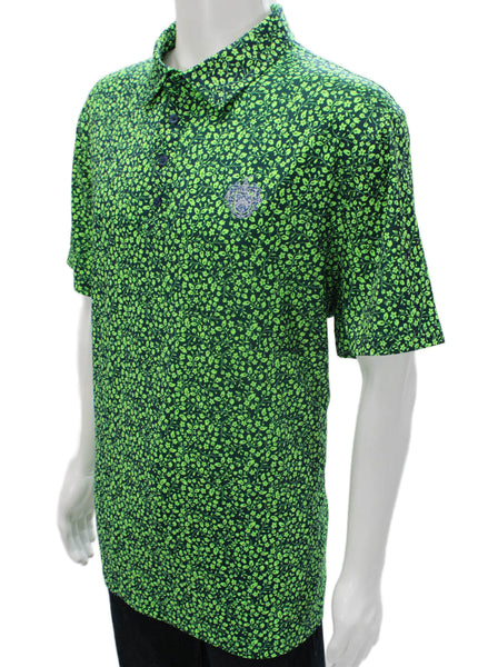 G/Fore Mens Floral Print Polo Shirt Navy Blue Size Extra Extra Large