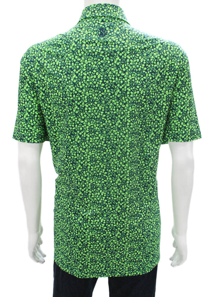 G/Fore Mens Floral Print Polo Shirt Navy Blue Size Extra Extra Large