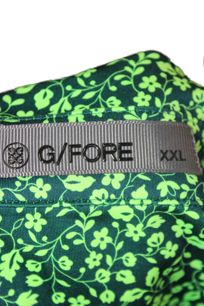 G/Fore Mens Floral Print Polo Shirt Navy Blue Size Extra Extra Large