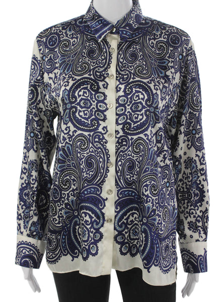 Zara Women Paisley Collared Long Sleeve Shirt Multicolor Polyester Size S