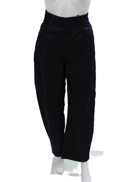 Zara Womens Wide-Leg High Rise Cotton Pants Blue Size 4