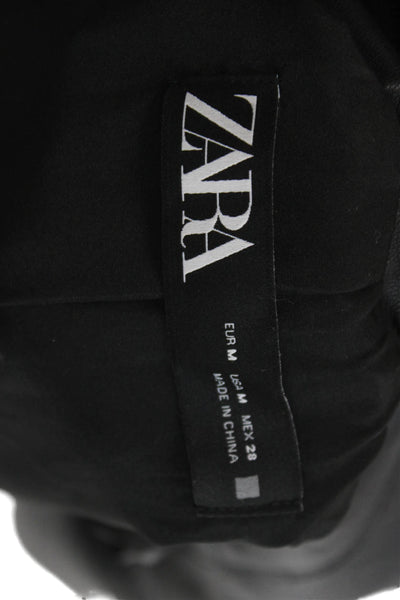 Zara Women Basic Jacket Black Polyurethane Long Sleeve Button Size M
