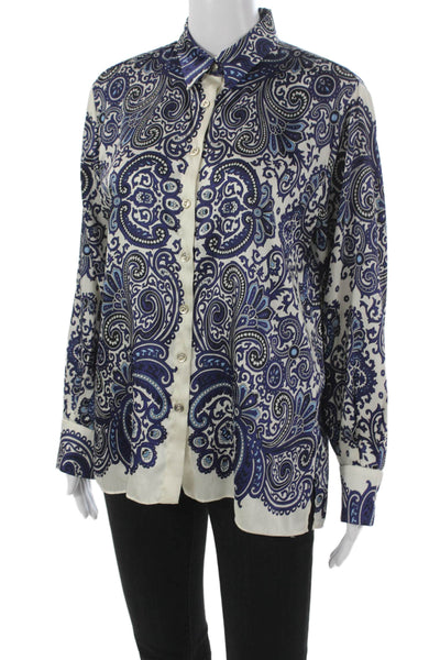 Zara Women Paisley Collared Long Sleeve Shirt Multicolor Polyester Size S