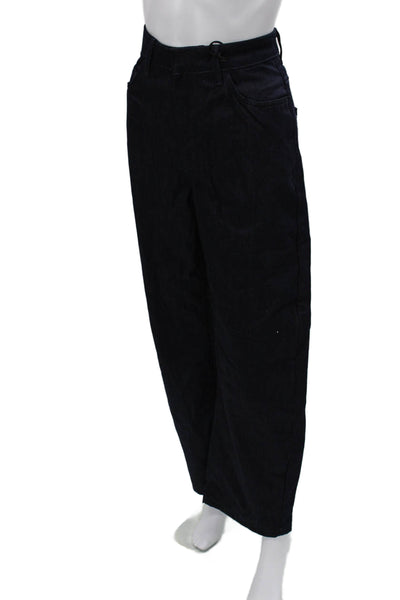 Zara Womens Wide-Leg High Rise Cotton Pants Blue Size 4