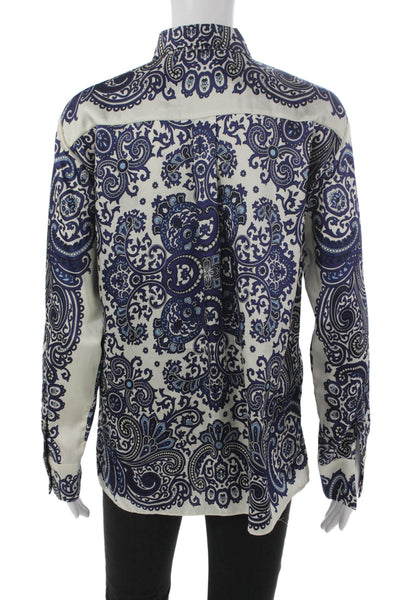 Zara Women Paisley Collared Long Sleeve Shirt Multicolor Polyester Size S