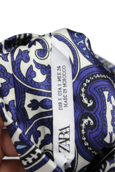 Zara Women Paisley Collared Long Sleeve Shirt Multicolor Polyester Size S