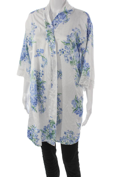 Flora Nikrooz Women Kimono Floral V-Neck Tie 3/4 Sleeve Polyester Size S