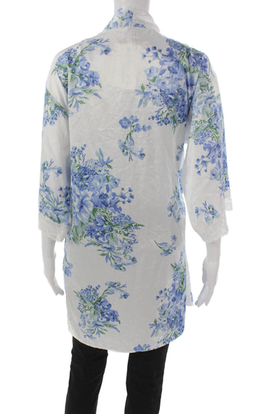 Flora Nikrooz Women Kimono Floral V-Neck Tie 3/4 Sleeve Polyester Size S