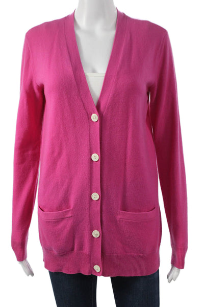 Ralph Lauren Blue Label Women Cashmere V Neck Cardigan Pink Long Sleeve Size S