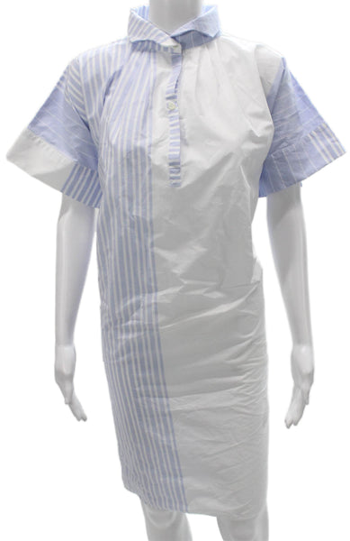 Gallego Desportes Womens Shirt Dress White Striped Collared Button Size M